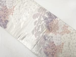 アンティーク　遠山に樹木・紅葉・笠松模様織り出し袋帯（材料）